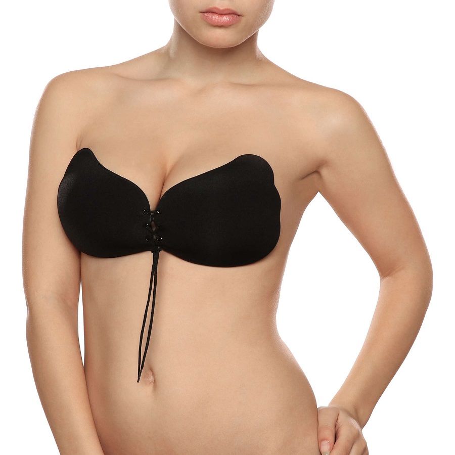 BYE-BRA - Sujetador push-up con encaje, copa C, color negro