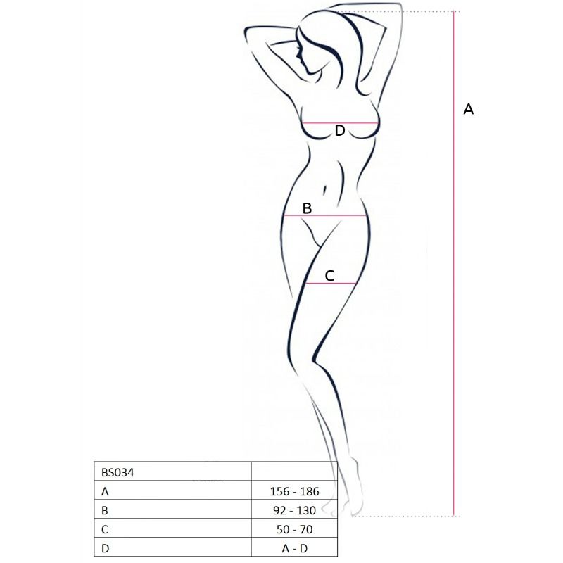 PASIÓN - MUJER BS034 BODYSTOCKING BLANCO TALLA ÚNICA