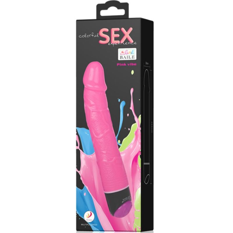 BAILE - COLORFUL SEX REALISTIC VIBRATOR PINK 23 CM