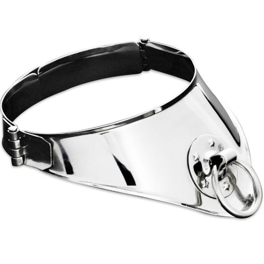 METAL HARD - RESTRAINT COLLAR WITH RING AND PADLOCK 12.5 CM