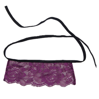 SUBBLIME - CORSET TANGA Y VENDA NEGRO Y MORADO S/M