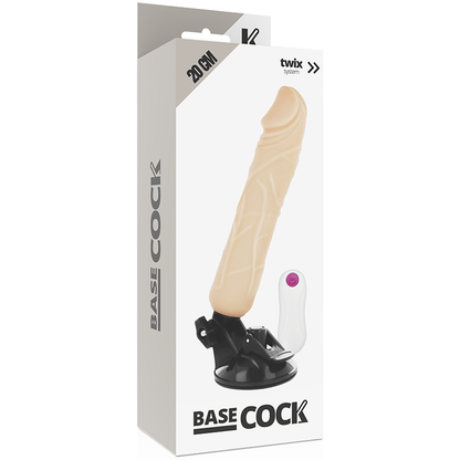 BASECOCK - VIBRADOR REALISTA CONTROL REMOTO CARNE 20 CM -O- 4 CM