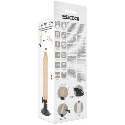 BASECOCK - VIBRADOR REALISTA CONTROL REMOTO CARNE 20 CM -O- 4 CM