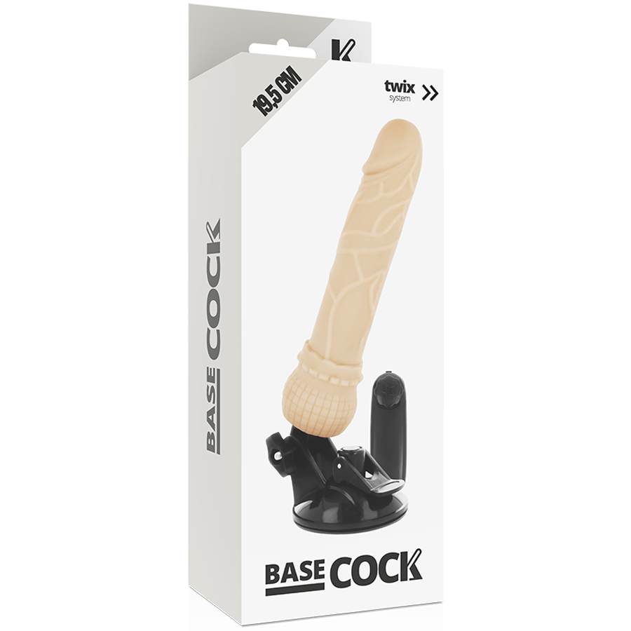 BASECOCK - VIBRADOR REALISTA CONTROL REMOTO CARNE 19,5 CM -O- 4 CM