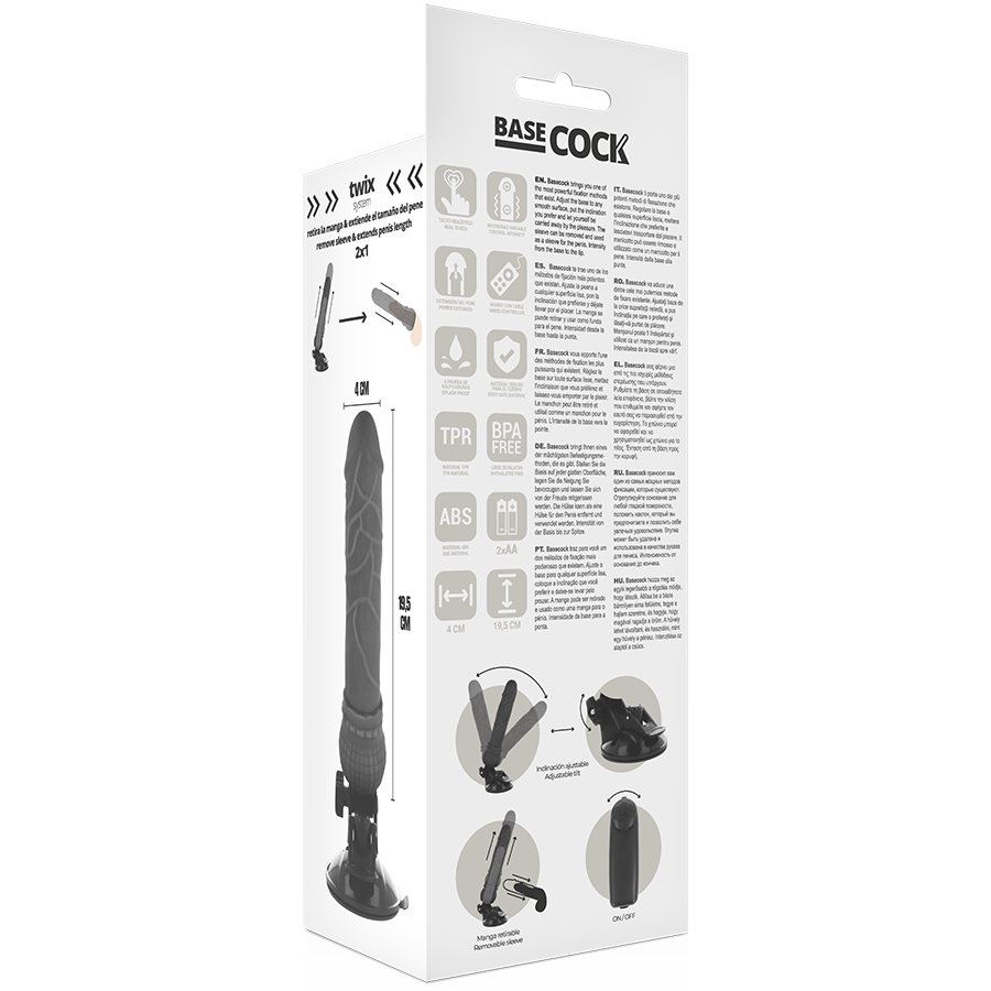 BASECOCK - VIBRADOR REALISTA CONTROL REMOTO CARNE 19,5 CM -O- 4 CM