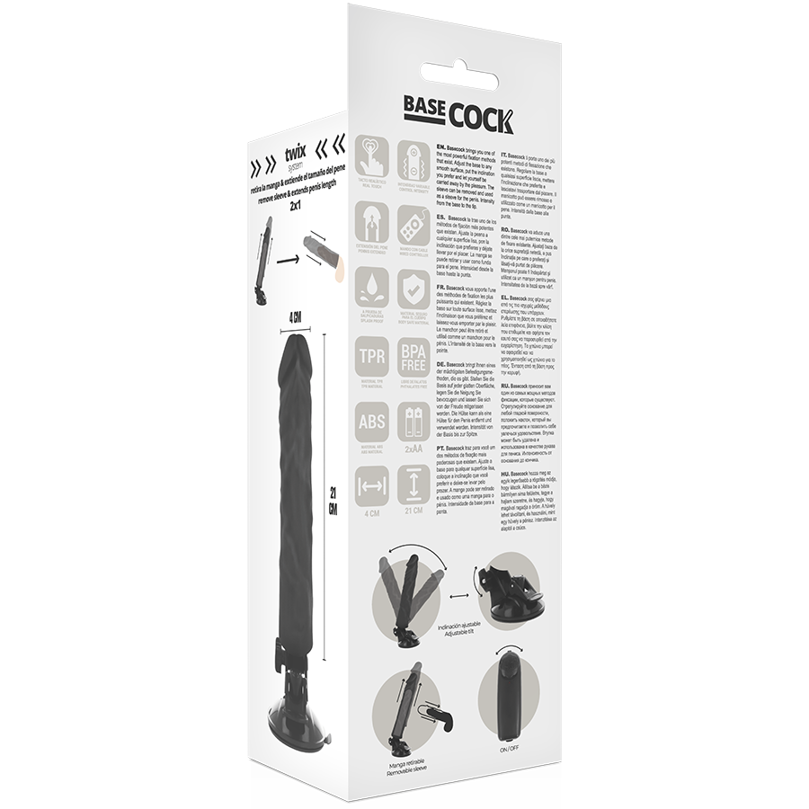 BASECOCK - VIBRADOR REALISTA CONTROL REMOTO CARNE 21 CM -O- 4 CM