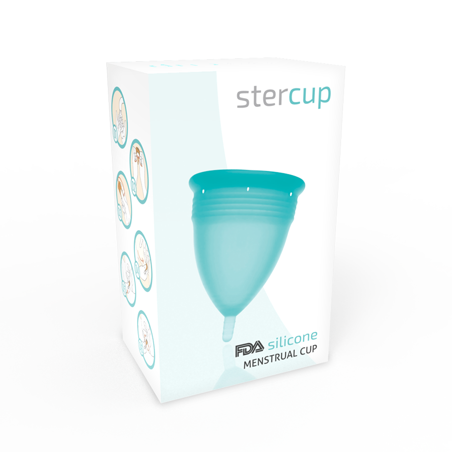 STERCUP - COPA MENSTRUAL FDA DE SILICONA AGUAMARINA - TALLA L