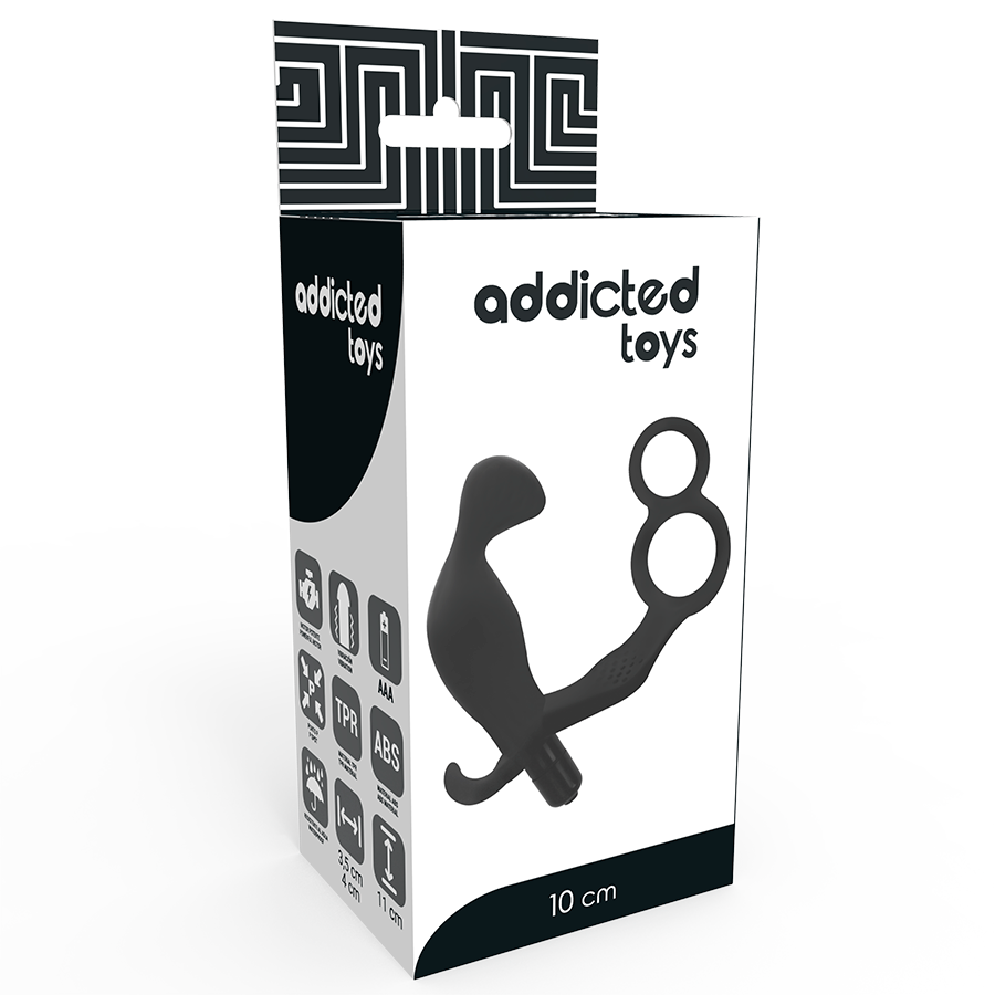 ADDICTED TOYS - PLUG ANAL CON DOBLE ANILLO PARA PENE Y TESTICULOS NEGRO