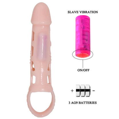 BAILE - PENIS EXTENDER COVER WITH VIBRATION AND NATURAL STRAP 13.5 CM