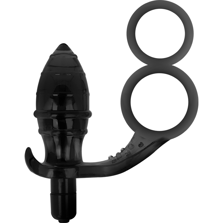 JUGUETES ADICTOS - PLUG ANAL CON DOBLE ANILLO NEGRO