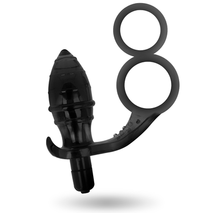 JUGUETES ADICTOS - PLUG ANAL CON DOBLE ANILLO NEGRO