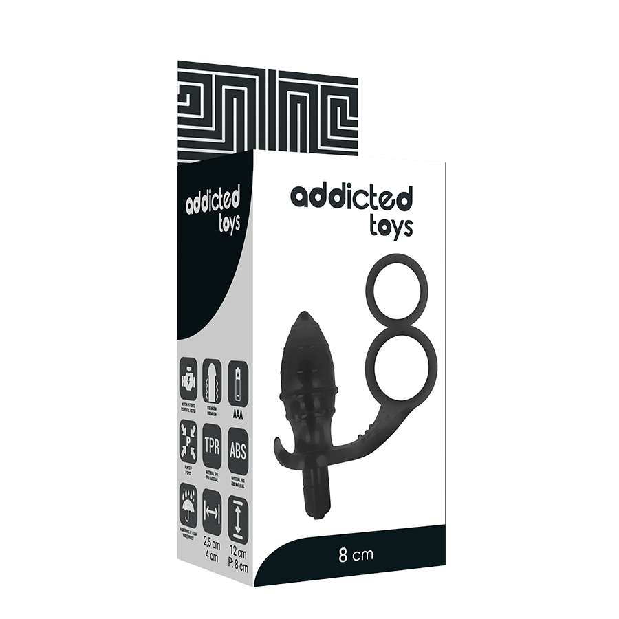 JUGUETES ADICTOS - PLUG ANAL CON DOBLE ANILLO NEGRO