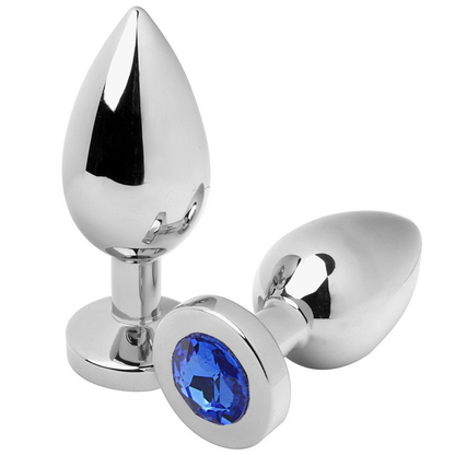 PLUG ANAL METAL DURO DIAMANTE AZUL PEQUEÑO 5,71CM