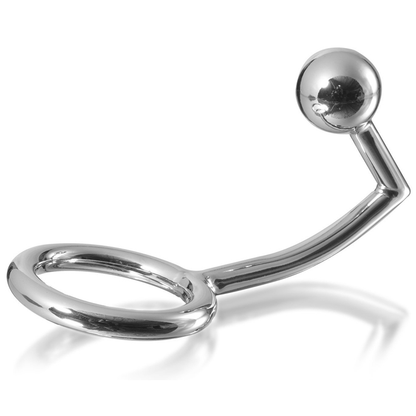 ANILLO PARA PENE DE METAL DURO CON GANCHO ANAL INTRUSO 45MM