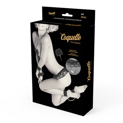 COQUETTE CHIC DESIRE - CONJUNTO BONDAGE DE ENCAJE DELUXE NEGRO