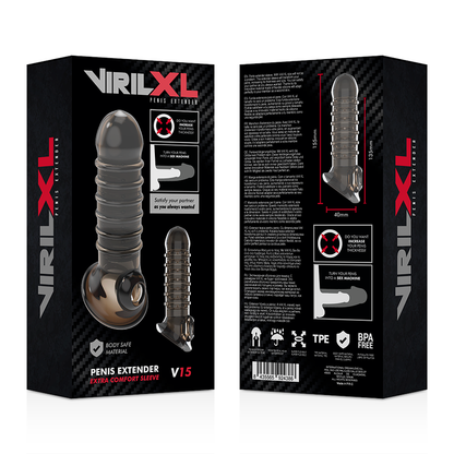 VIRILXL - EXTENSIÓN PARA PENE Y FUNDA V15 NEGRA