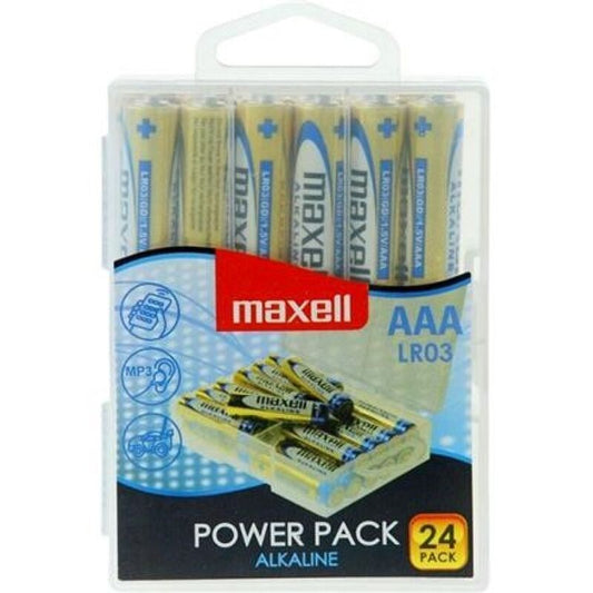 MAXELL - PAQUETE DE PILAS ALCALINAS AAA LR03 * 24 PILAS